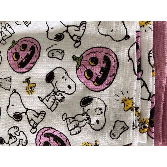 3 Pack Peanuts Snoopy Woodstock Halloween Kitchen Towels Pink Pumpkin 16 X 26” - Picture 12 of 14